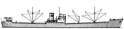 Side view of the freighter Hobby Horse