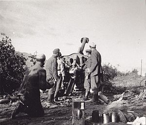 Артилерийска позиция на Българската армия край Струмица през октомври 1944 г.
