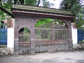 A Székely gate in front of the Székely National Museum, in Sfantu Gheorghe, Romania