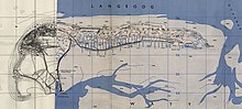 Topographische Karte von Langeoog,zusammengesetzt aus den Blättern 2211 – Ostende Langeoog aus dem Jahr 1951 und 2210 – Baltrum aus dem Jahr 1955