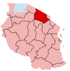 Harta regiunii Arusha în cadrul Tanzaniei