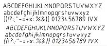Technical Lettering. Similar to ISOCP font, available in AutoCAD. Technical Lettering.jpg