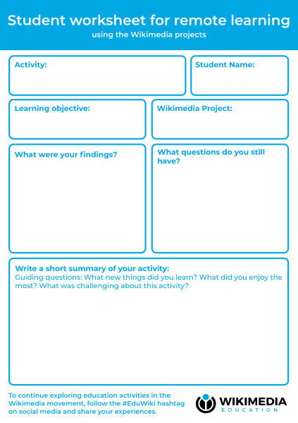 File:Template - Student worksheet for remote learning using the Wikimedia projects.svg