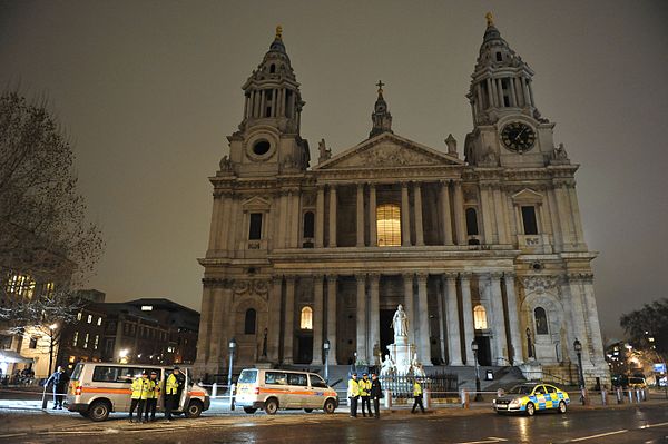 Security checks prior to the service in the early hours of 17 April 2013