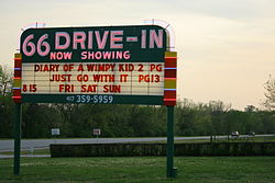 Illuminated neon sign at the 66 Drive-in The Double Bill.jpg