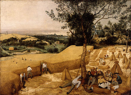 Pieter Brueghel the Elder, The Harvesters, 1565: Peace and agriculture in a pre-Romantic ideal landscape, without sublime terrors