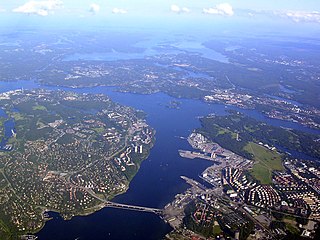 Lilla Värtan body of water south and west of Lidingö island, Stockholm, Sweden