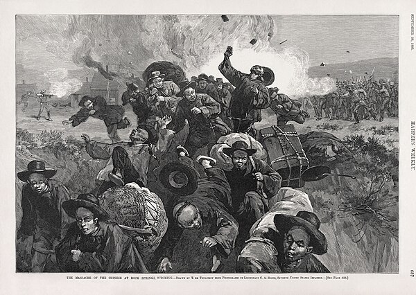 An illustration of the massacre from an 1885 issue of Harper's Weekly