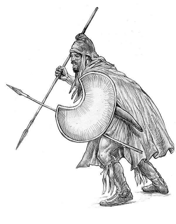 Thracian peltast, 5th-4th century BC. Thracian troops formed a significant component of Andriscus' army, and the bulk of his initial force