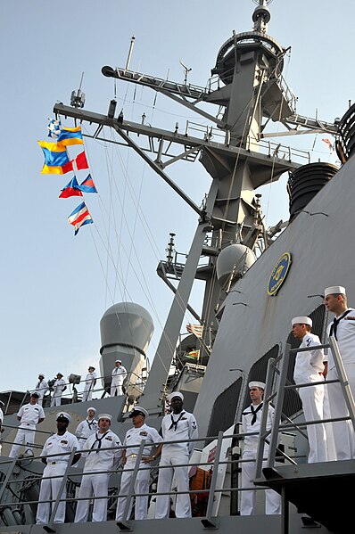 File:US Navy 110316-N-9818V-141 Sailors man the rails of the Arleigh Burke-class guided-missile destroyer USS Decatur (DDG 73).jpg