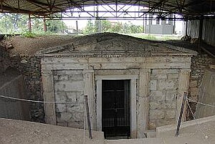 The entrance to one of the tombs of Vergina
