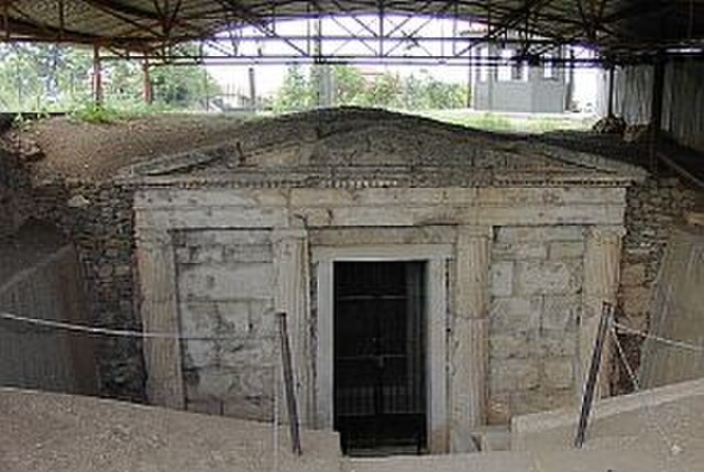 The entrance to one of the royal tombs at Vergina, a UNESCO World Heritage Site