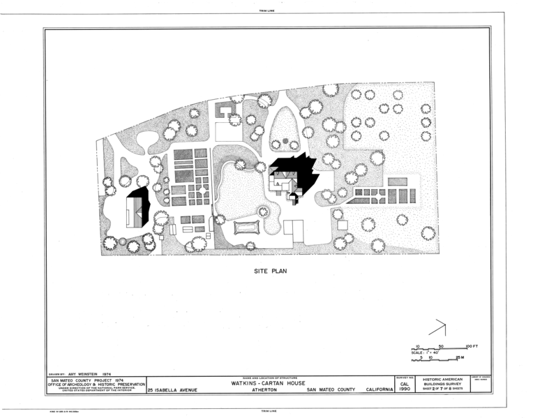 File:Watkins-Cartan House, 25 Isabella Avenue, Atherton, San Mateo County, CA HABS CAL,41-ATH,2- (sheet 2 of 7).png