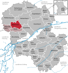 Poziția Weihmichl pe harta districtului Landshut