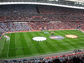 Wembley pictured before the 2011 FA Cup semi-final - only the second FA Cup semi-final between Man City and Man United and the first ever meeting at Wembley. City emerged victorious through a 52nd-minute goal from Yaya Toure Wembley Manchester derby pre-kick-off.JPG