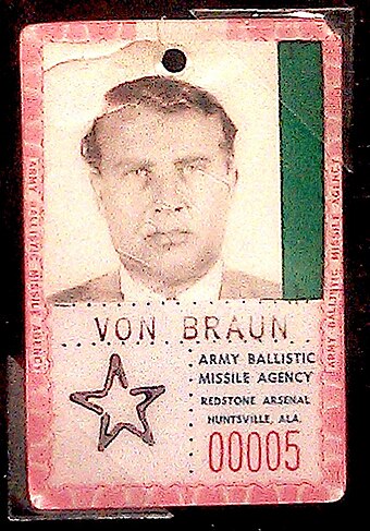 Von Braun's badge at ABMA (1957)
