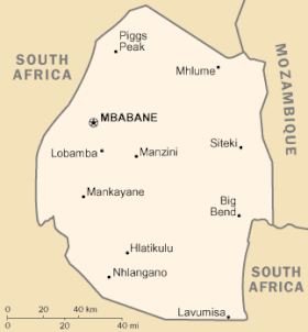 térkép: Eswatini földrajza