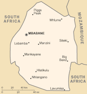 kart: Geografi av Eswatini