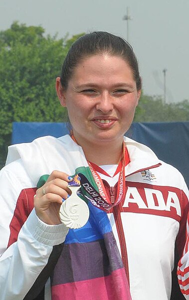 File:XIX Commonwealth Games-2010 Delhi Winners of (Women`s) Archery Individual Compound,DM Jones of Canada (Silver).jpg