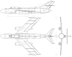 A Jak–25 háromnézeti rajza
