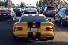 A variant of the game involves spotting any yellow car Yellow Viper GTS, stopped, rush hour traffic, Lawrence Expressway (21653655551).jpg