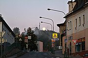 Čeština: Zapadající Měsíc v Ledči nad Sázavou, okres Havlíčkův Brod, kraj Vysočina, Česko. English: Moonset in Ledeč nad Sázavou, Havlíčkův Brod District, Vysočina Region, Czechia.