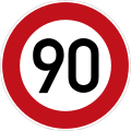 Zeichen 274-90 Zulässige Höchst­geschwindigkeit; bisher Zeichen 274-59