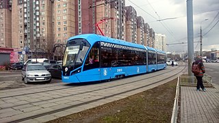 71-931М «Витязь-М» в голубой окраске Московского транспорта, маршрут № 17