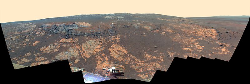 File:'Matijevic Hill' Panorama for Rover's Ninth Anniversary (False Color).jpg