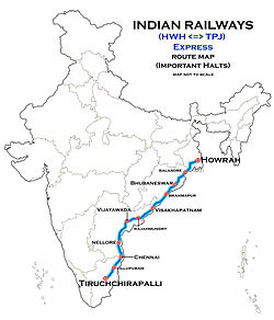 (Howrah - Tiruchchirapalli) Express Route map.jpg