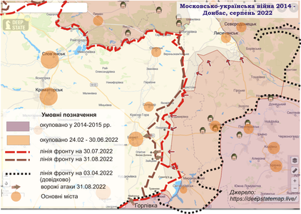 Situation au Nord du Donbass fin août 2022