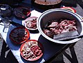 切好的生猪肉，摄于2012年2月，洱源县