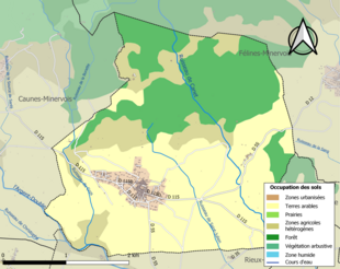 Barevná mapa znázorňující využití půdy.