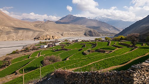 View of the Thiri village in the Mustang region of Nepal.