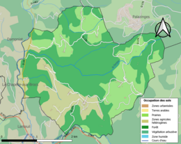 Carte des infrastructures et de l'occupation des sols de la commune en 2018 (CLC).