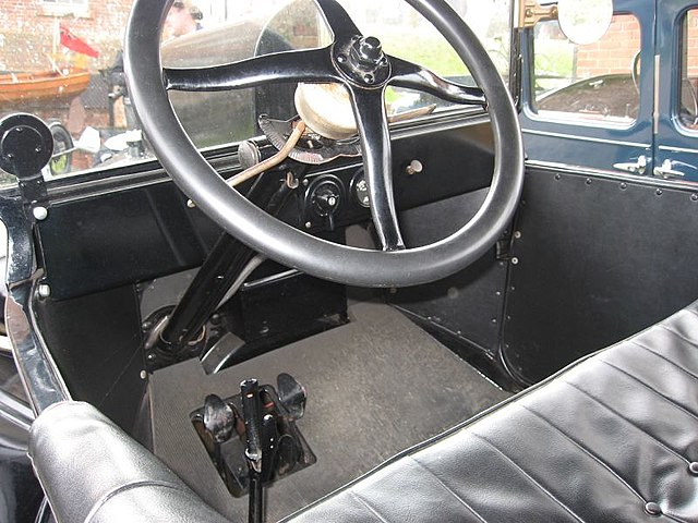 View of the driver's controls, 1920 Model T