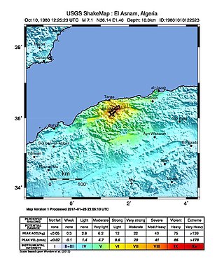 <span class="mw-page-title-main">1980 El Asnam earthquake</span> 7.1 magnitude earthquake on the Algerian coast
