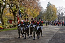 Le drapeau du 35e RI et sa garde le 11 novembre 2014 à Belfort.