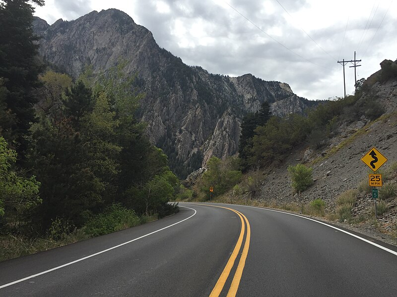 File:2015-09-29 12 17 41 View west along Big Cottonwood Canyon Road (Utah State Route 190) about 5.0 miles east of Interstate 215 in Salt Lake County, Utah.jpg