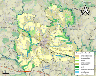 Barevná mapa znázorňující využití půdy.