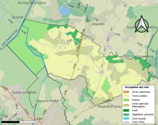 Kolorowa mapa przedstawiająca użytkowanie gruntów.