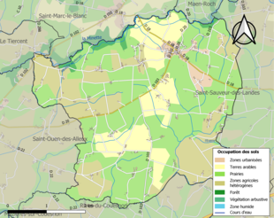 Barevná mapa znázorňující využití půdy.