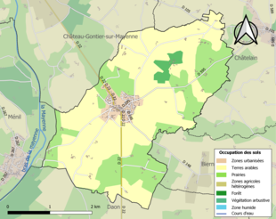 Barevná mapa znázorňující využití půdy.