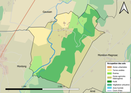 Mapa de colores que muestra el uso de la tierra.