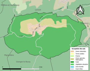 Carte en couleurs présentant l'occupation des sols.