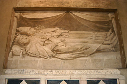 17th-century commemorative fresco from Bernard's grave in Milan, Italy