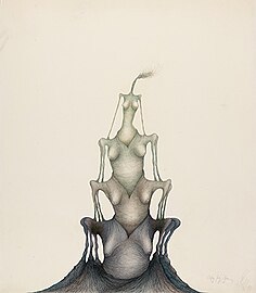 Alicja Wahl, “Cztery pory życia”, 1974, tusz na papierze, 80 x 70 cm Z kolekcji Grażyny Kulczyk