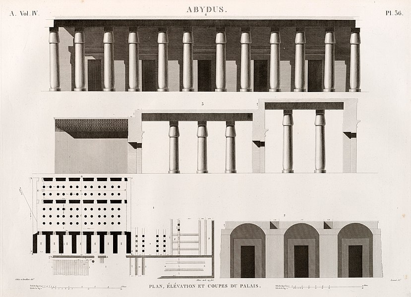 Pl.36 - Plan, élévation et coupes de palais