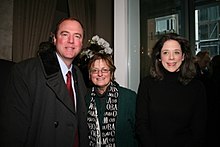 Congressman Adam Schiff and lobbyist Heather Podesta at a party hosted by the Podesta Group in Washington, D.C. Adam Schiff, Maria Karras, and Heather Podesta.jpg