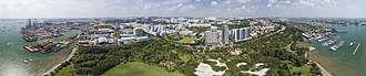 Aerial panorama of Singapore's west coast, shot 2016. Kent Ridge sits to the right. Aerial panorama of West Coast Park, shot 2016.jpg